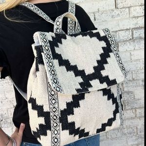 NWT Aztec, beaded, back pack, travel bag, tote, woven, coastal cowgirl
